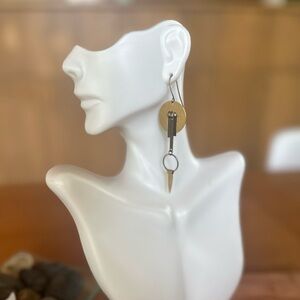 Modern Architectural Geometry Antique Brass Bohemian Statement Earrings